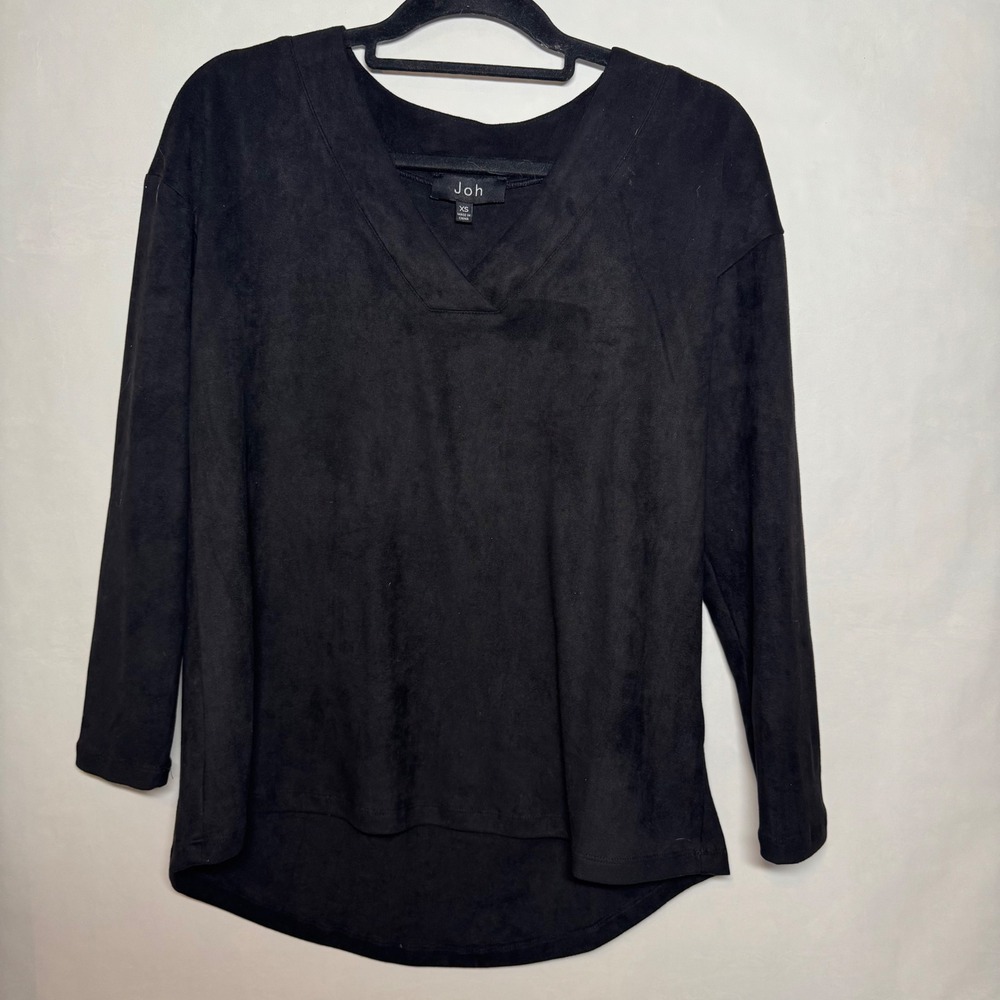 Anthropologie Joh Faux Suede V Neck Long Sleeve‎ Oversized Goth Valloween Top XS